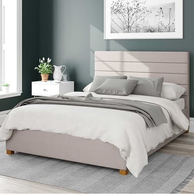 Kelly Eire Linen Fabric Double Ottoman Bed, Off White
