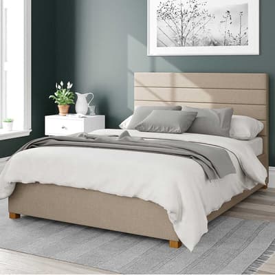 Kelly Eire Linen Fabric Double Ottoman Bed, Natural