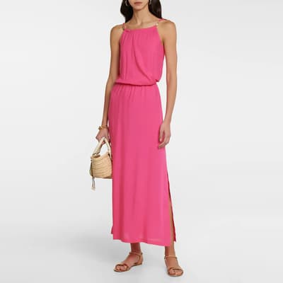 Pink Braid-Trimmed Maxi Dress