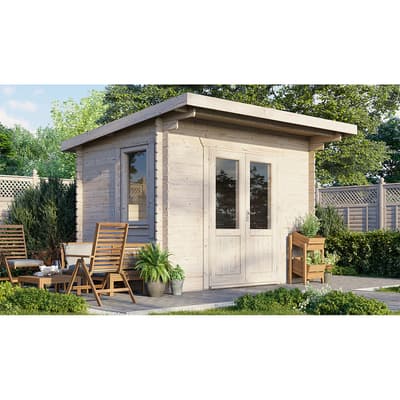 SAVE £640 12x8 Power Pent Log Cabin, Doors Central  -  28mm