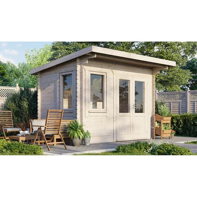 SAVE £500 12x8 Power Pent Log Cabin, Doors to the Right  -  28mm