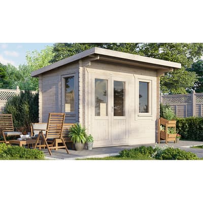 SAVE £500 12x8 Power Pent Log Cabin, Doors to the Left  -  28mm