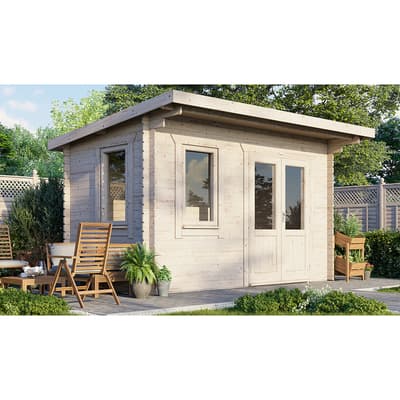 SAVE £530 14x8 Power Pent Log Cabin, Doors to the Right  -  28mm