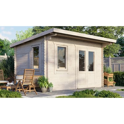 SAVE £560 14x10 Power Pent Log Cabin, Doors to the Right  -  28mm