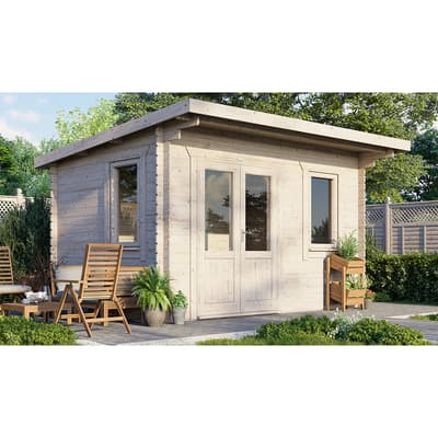 SAVE £560 14x10 Power Pent Log Cabin, Doors to the Left  -  28mm