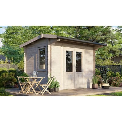 SAVE £640 12x8 Power Apex Log Cabin, Doors Central  -  28mm