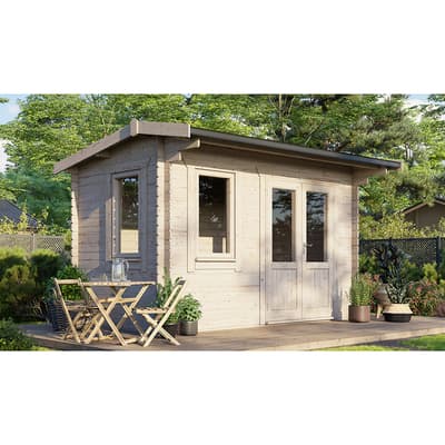 SAVE £530 14x8 Power Apex Log Cabin, Doors to the Right  -  28mm
