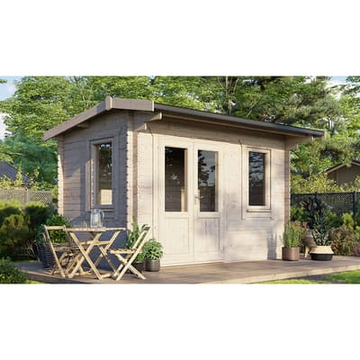 SAVE £530 14x8 Power Apex Log Cabin, Doors to the Left  -  28mm