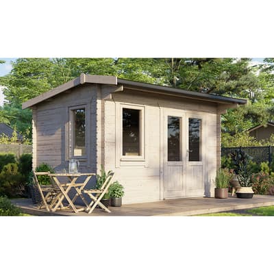 SAVE £560 14x10 Power Apex Log Cabin, Doors to the Right  -  28mm