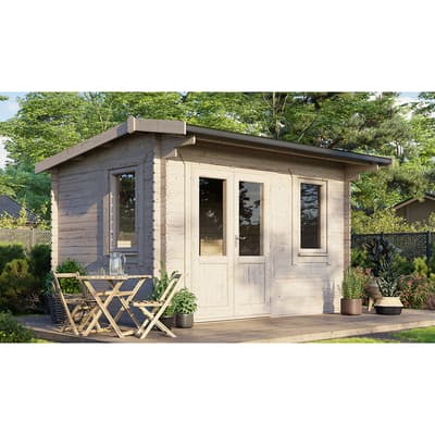 SAVE £560 14x10 Power Apex Log Cabin, Doors to the Left  -  28mm