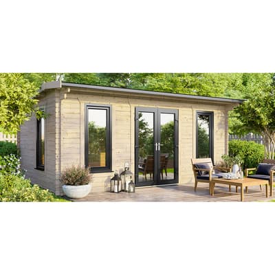 SAVE £1365 18x10 Power Apex Log Cabin, Doors Central  -  44mm