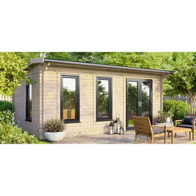 SAVE £1025 18x10 Power Apex Log Cabin, Doors to the Right  -  44mm