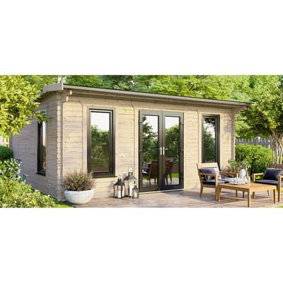 SAVE £1095 18x14 Power Apex Log Cabin, Doors Central  -  44mm