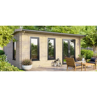 SAVE £1095 18x14 Power Apex Log Cabin, Doors to the Right  -  44mm