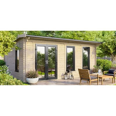 SAVE £1095 18x14 Power Apex Log Cabin, Doors to the Left  -  44mm