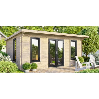 SAVE £1365 18x10 Power Pent Log Cabin, Doors Central  -  44mm