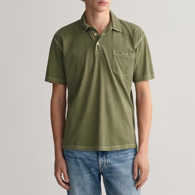 Green Pocket Detail Cotton Polo Shirt