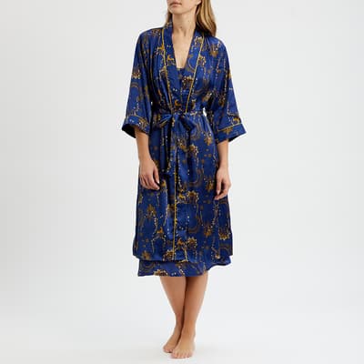 Blue Star Print Satin Gown