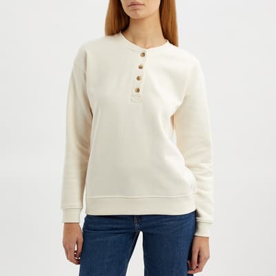 Cream Cotton Buttoned Up Sweatshirt