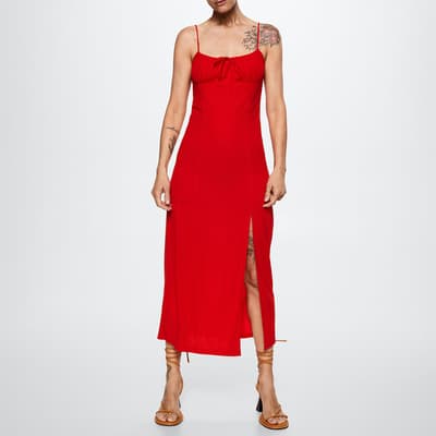 Red Cut-Out Ruched Dress