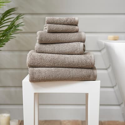 Romeo Pair of Hand Towels, Taupe