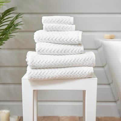 Zulu Pair of Hand Towels, White