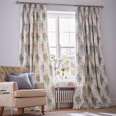 Wisteria 168x183cm Header Tape Ready Made Curtains, Duck Egg/Pistachio