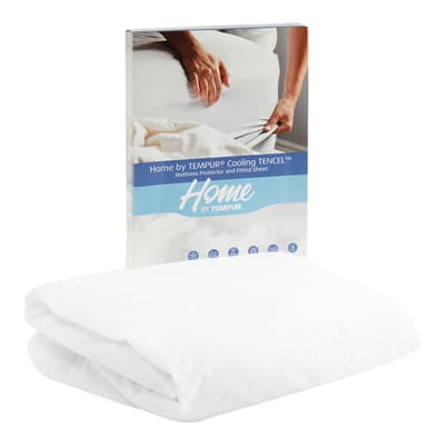 Cooling Tencel Double Mattress Protector and Sheet, White