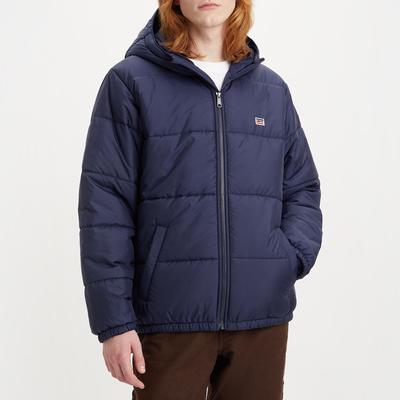 Navy Hooded Quilted Jacket