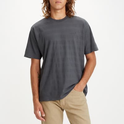 Charcoal Striped Cotton T-Shirt