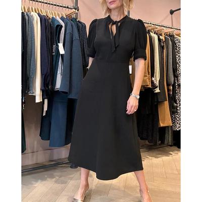 Black Paulina Tie Neck Dress
