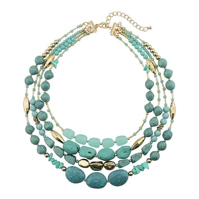 18k Gold Multi Turquoise Layer Necklace