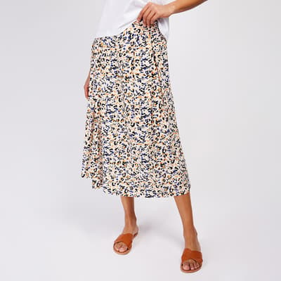 Animal Print Pleated Midi Wrap Skirt
