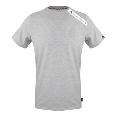 Grey Shoulder Strip Cotton T-Shirt