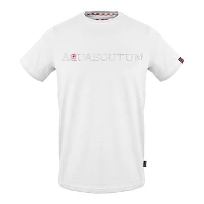 White Crest Logo Cotton T-Shirt