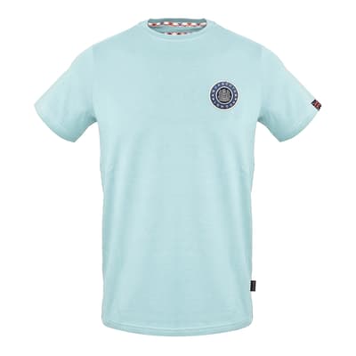 Light Blue Circle Logo Cotton T-Shirt