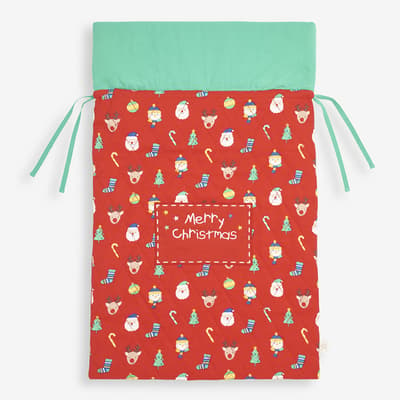 Red Printed Festive Characters Sack