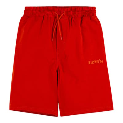 Younger Boy's Red Relaxed Jogger Shorts