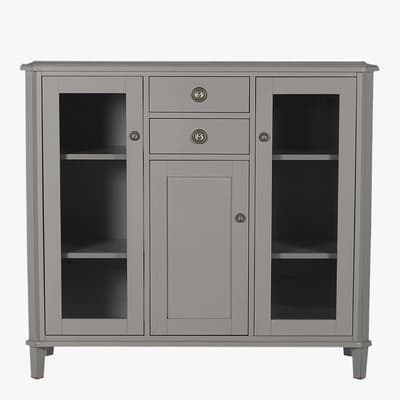 Henshaw 3 Door 2 Drawer Low Display Cabinet, Pale Charcoal