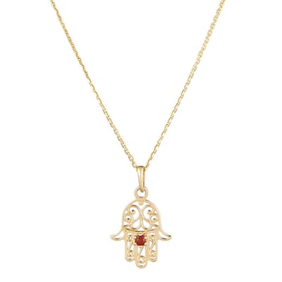 Yellow Gold "Hand Of Ruby" Pendant Necklace