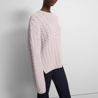 Pale Pink Karenia Cable Knit Cashmere Blend Jumper