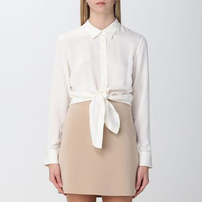 Ivory Tie Waist Silk Blouse