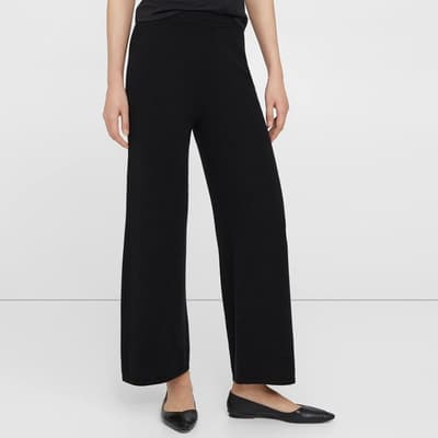 Black Wide Flared Cashmere Blend Trousers