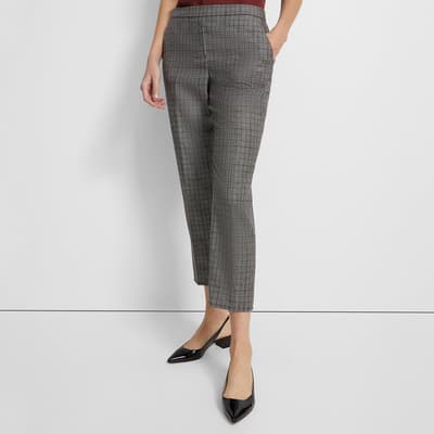 Grey Treeca Check Pull On Wool Trousers