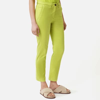 Lime Green Slim Cotton Blend Chinos