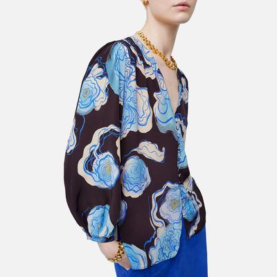 Blue Sharan Ranshi V-Neck Top