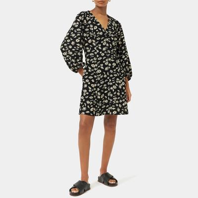 Black Aster Floral Print Mini Dress