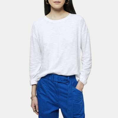 White Long Sleeve Relaxed Cotton T-Shirt