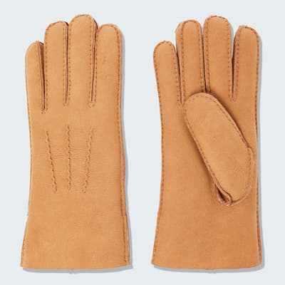 Camel Shearling Gloves 