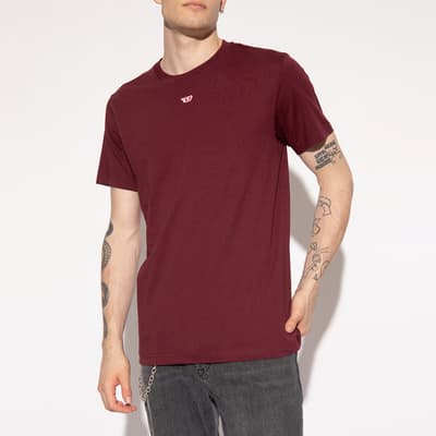 Deep Red Diegor Branded Cotton T-Shirt